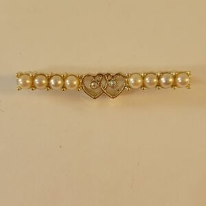 Sarah Coventry Bar Brooch Double Hearts